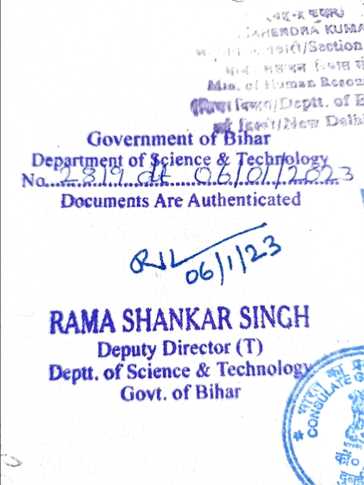 HRD Attestation in Bihar Home Department Attestation in Patna
