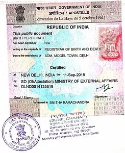 Apostille Service in Kochi Sample apostille