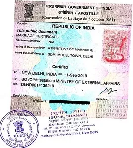 Sample of a apostille stamp obtained from Vijayawada
